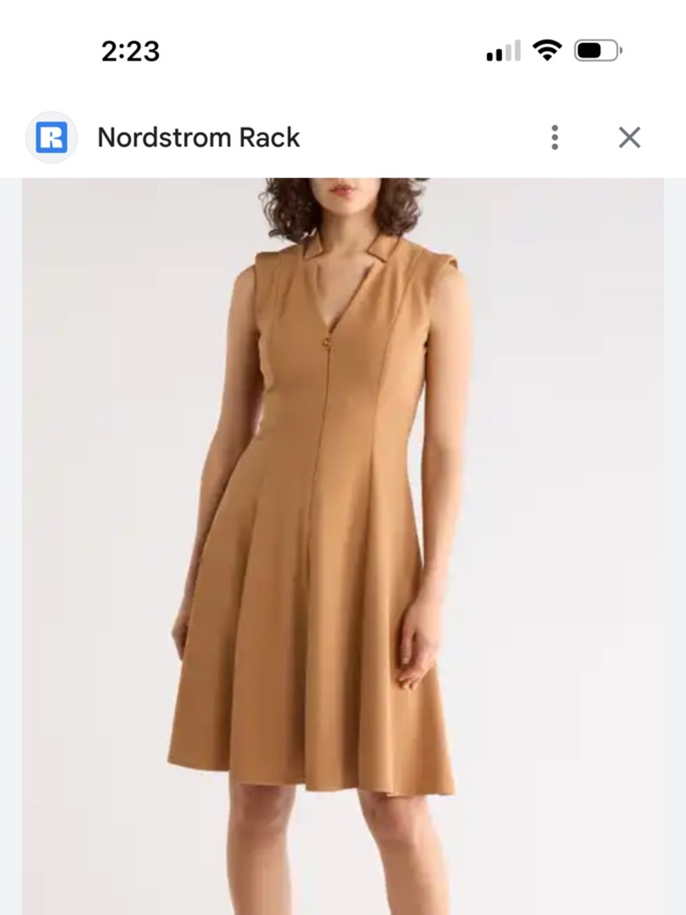 Calvin Klein Camel Sleeveless V-Neck Fit-and-Flare Midi Dress Size 12